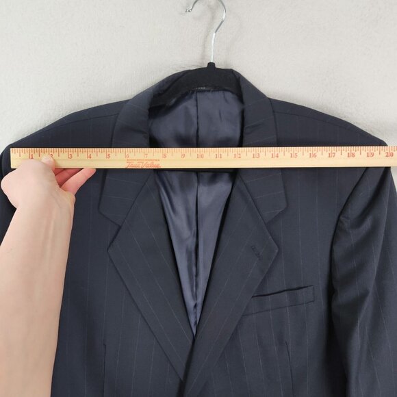 Albert Nipon Jacket Mens 46R Navy Blue Pinstripe Parisian Wool Blazer Suit Coat - Picture 8 of 16